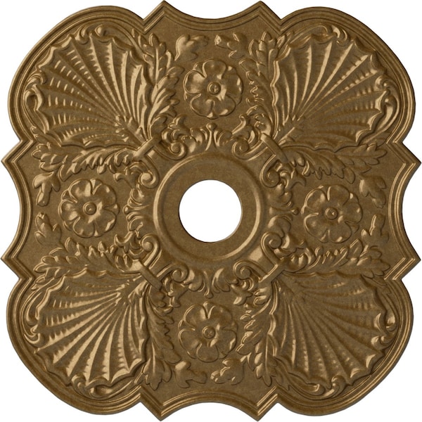 Ekena Millwork Flower Ceiling Medallion (Fits Canopies up to 6 1/4"), 29"OD x 3 5/8"ID x 1 3/8"P, Pale Gold CM29FWPAS - main